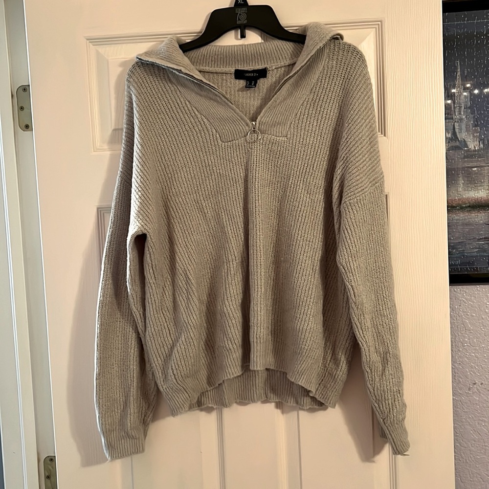 Forever21+ light grey, zip up sweater